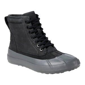 L.L.Bean Women's Black Gray Bar Harbor Leather Ankle Duck Boots Size 8